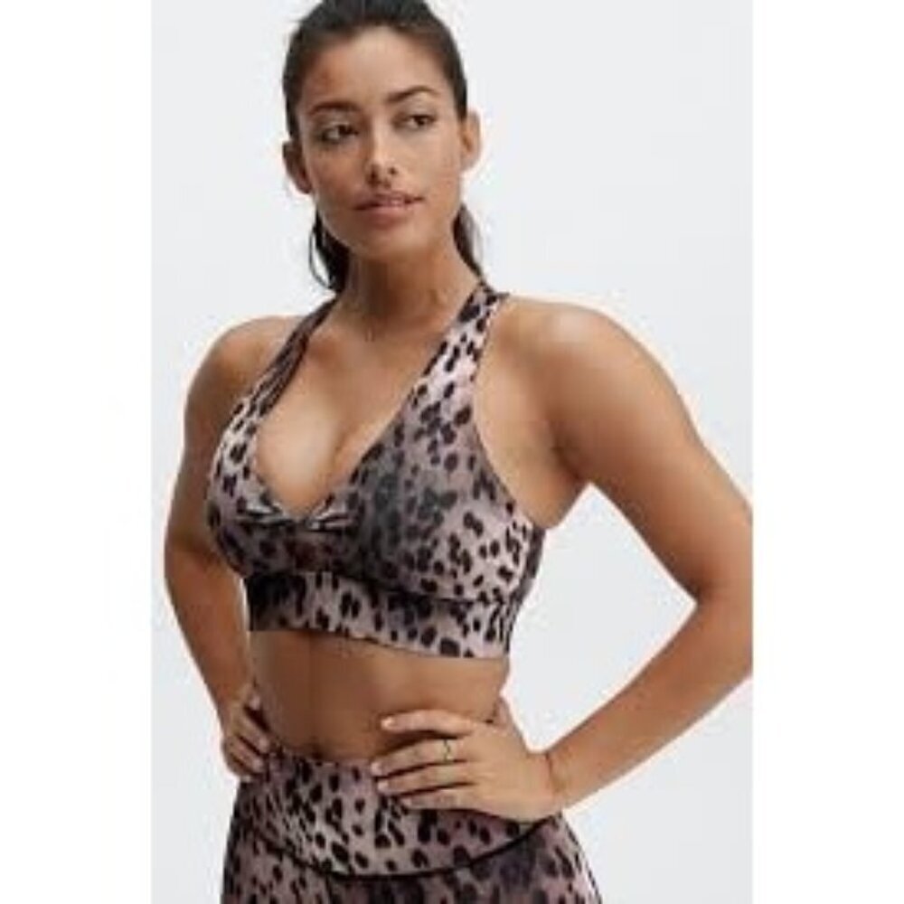 Fabletics Oasis Twist-Front Sports Bra Animal Print Plus Size 1X 16/18